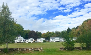 beautiful white clouds and green lawn