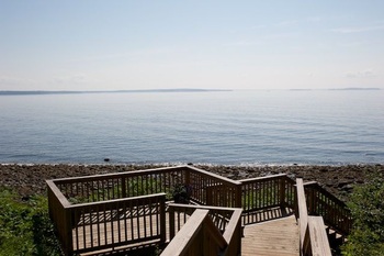 the porch that walks down to the water