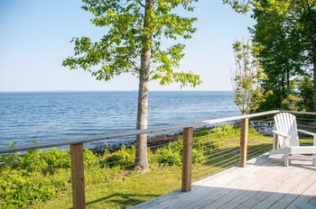 the sidewalk that overlooks the water